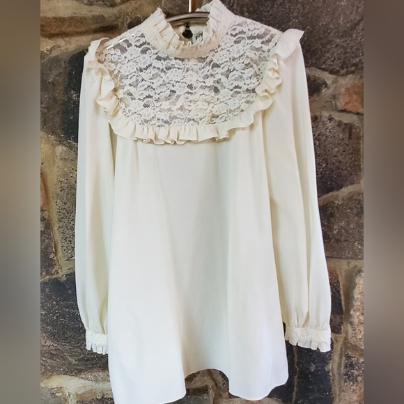 Vintage Lace Howard Wolf Long Sleeved Blouse with Loop Closure Buttons - Picture 2 of 5